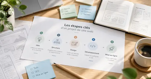 Illustration des étapes clés d’un projet de site web